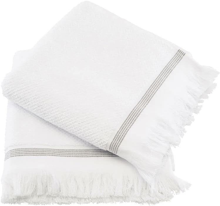 Baumwollhandtuch weiß mit Streifen