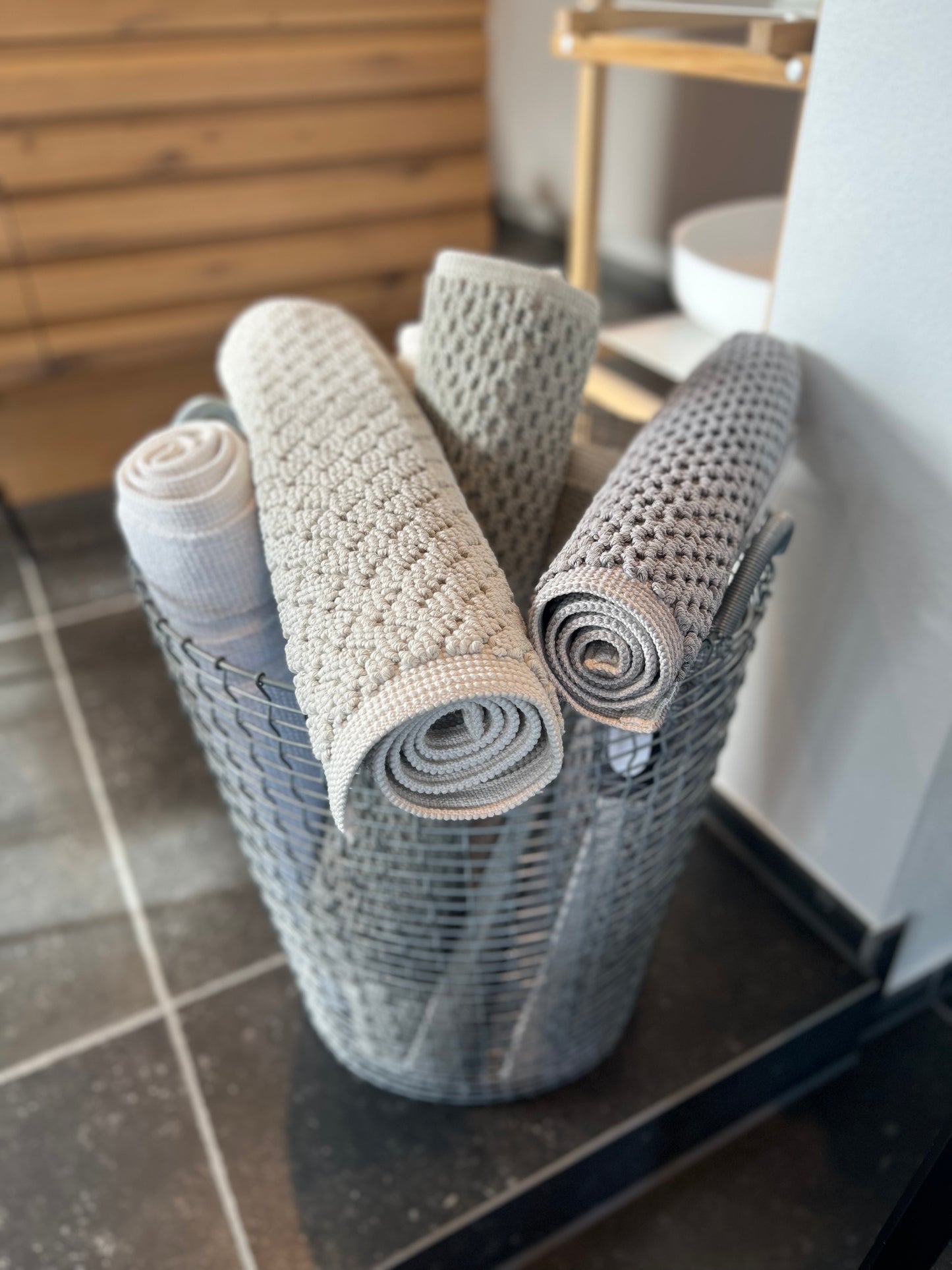 Badematte Wabenstruktur blau