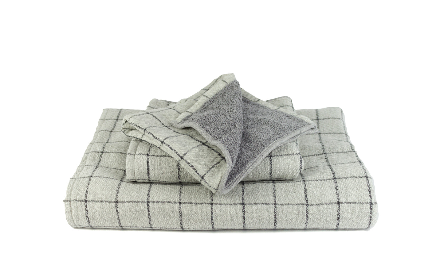 Frotteehandtuch „Graph“ aus pflanzengefärbter Bio- Baumwolle grau